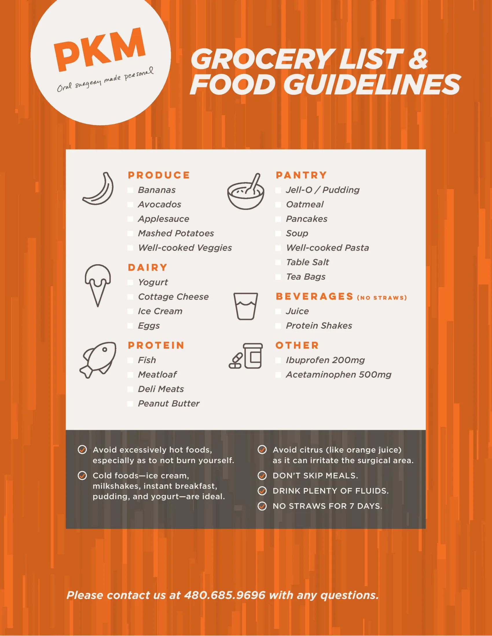 Grocery List & Food Guidelines infographic